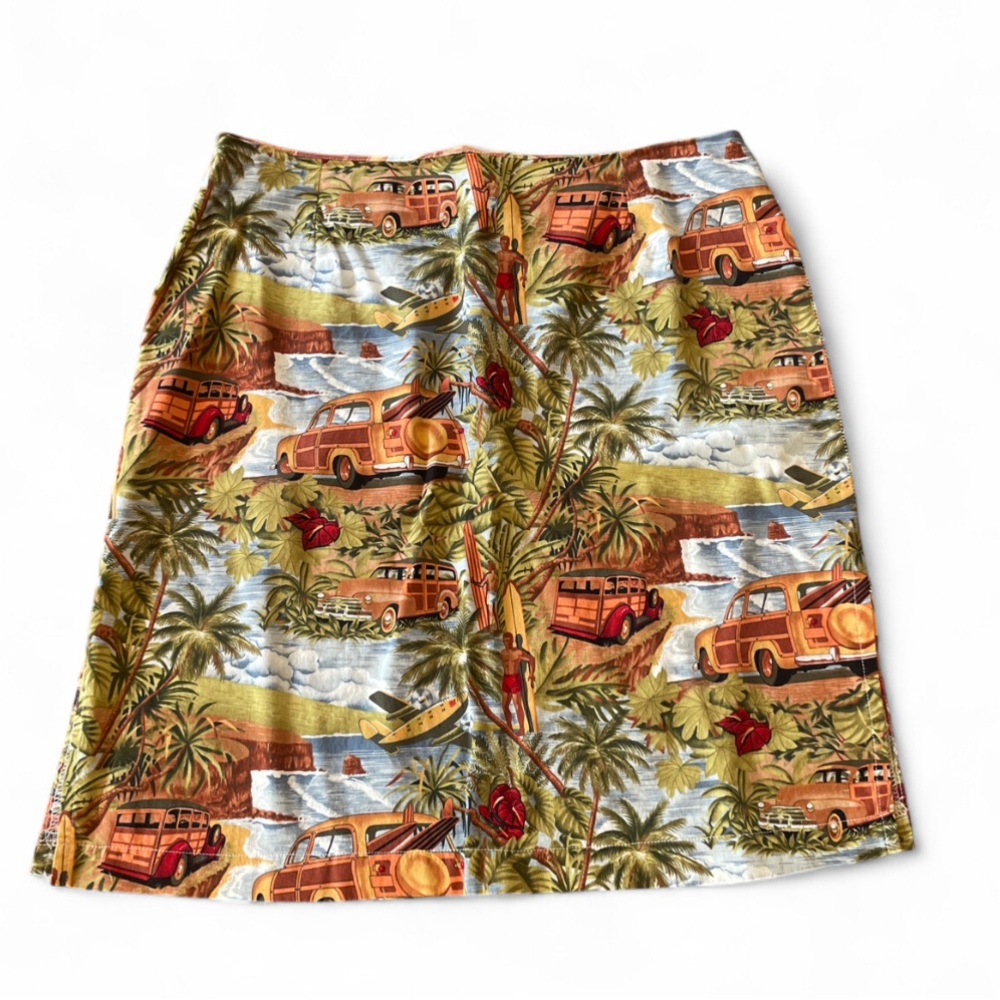 Vintage Hawaiian Print A-Line Skirt
